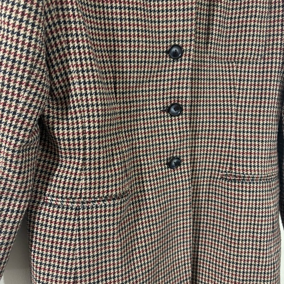 Vtg Norton McNaughton Womens 16 Black White Red Houndstooth Blazer Jacket Velvet - Picture 4 of 11